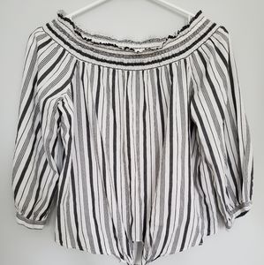 Striped off the should shirt